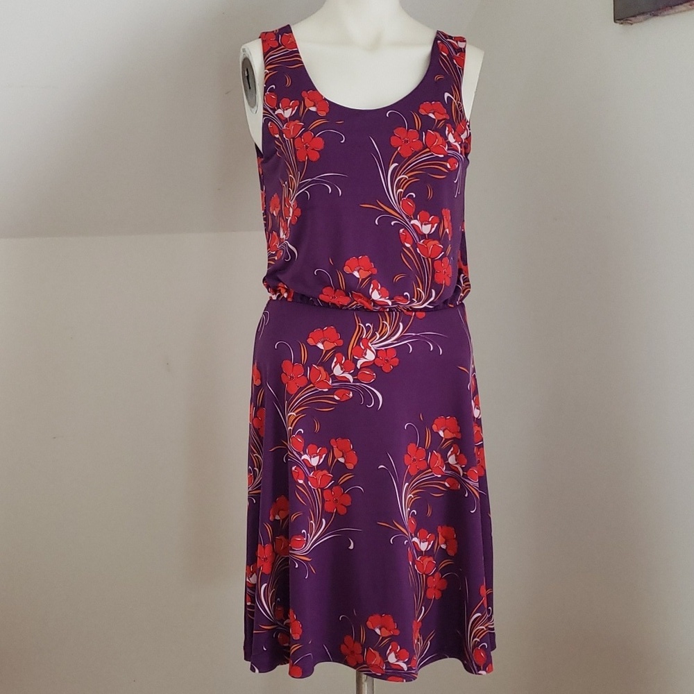 Verse Purple Floral Darcie Blouson Dress, Size S